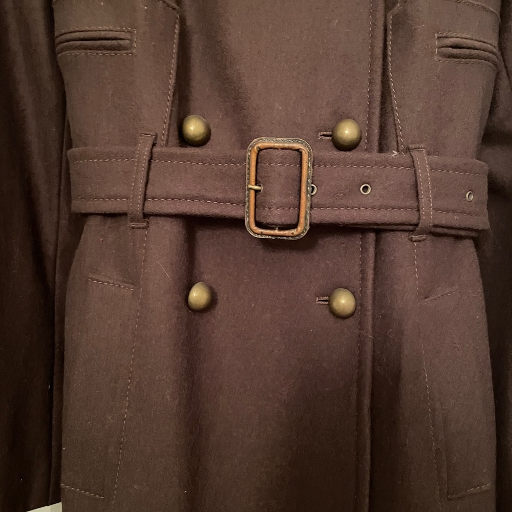 BCBGMaxAzria Brown Wool Women's Long Coat - Picture 3 of 12
